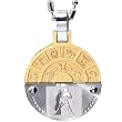 Embossed Zodiac Sign Silver and Gold Tone Round Stainless Steel Pendant Necklace - Aquarius