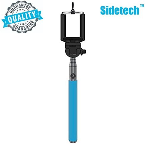 Selfie Stick, SideTechTM Self Portrait [Battery Free] Extendable Handled Stick with Adjustable Phone Holder &amp; Built-in Remote Shutter Designed for Apple, Android Smartphones (Blue)