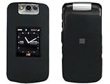 Rubberized Plastic Protector Cover Case Black For BlackBerry Pearl Flip 822 ....