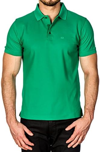horst Men's Solid Color Cotton Pique Polo Shirt Green Size Medium