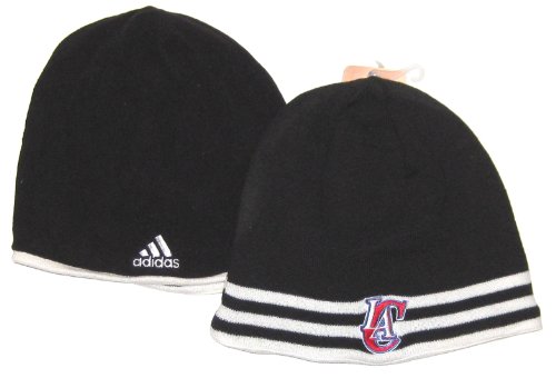 Los Angeles Clippers NBA Adidas Reversible Black & White Triple Stripe Knit Beanie Hat