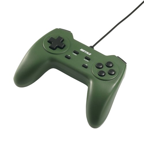 BUFFALO USBゲームパッド 10ボタン デジタル対応 連射機能 グリーン BSGP1001GR