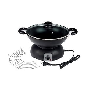 Deni Nonstick Electric Wok with Glass Lid & Drip Rack