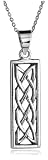 Sterling Silver Celtic Design Rectangular Dangle Pendant, 18"