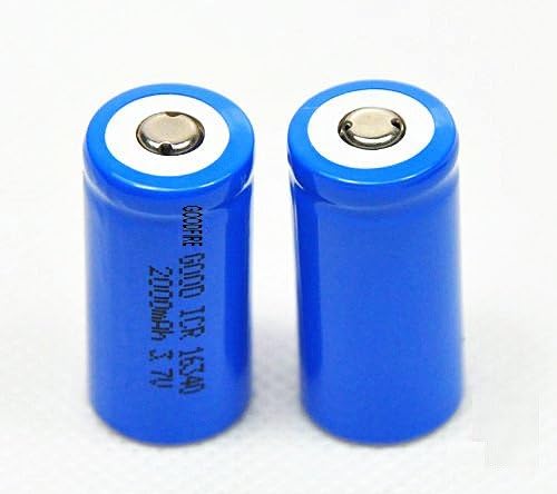 16340 Battery ,GOODFIRE 2 Pcs 16340 2000mah Li-ion 3.7v Rechargeable Battery (Blue)+dual charger