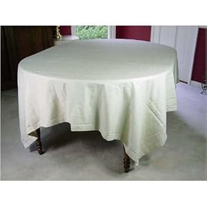 Bistro Ecru Woven Beige Cotton tablecloth, 70 by 120 inches