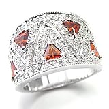 Trillion Cut Garnet Simulated CZ Ring