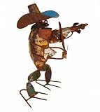 Small Musical Frog Playing Violin : Recycled Metal Garden Art Sculpture