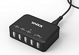 VanBox 40W (5V8A) Family-sized 5-Port High Speed USB Wall Charger/Portable Travel Charger Adapter With Power Self-Adjusted Technology for iPhone 6 Plus 5S 5C 4S, iPad Air mini, Galaxy S5 S4 S3, Note 3 Note 2, Tablets, HTC, Nexus and More (Black)