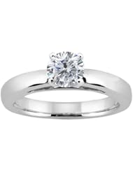 0.50 Ct Round H/I SI1/SI2 Diamond 18K White Gold Solitaire Ring