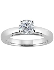 0.50 Ct Round H/I I1 Diamond 18K White Gold Solitaire Ring