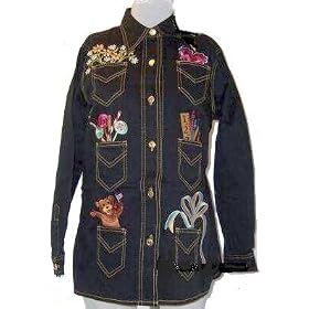 Buy Bob Mackie Pocket Treasures Stretch Denim Jacket Embroidered by Bob Mackie