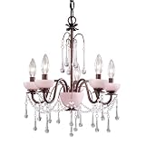Laura Ashley MAME0555 Aimee 5-Light Mini Chandelier, Pink