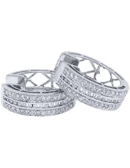 1.58 Carat Round Diamond Hoop Earrings