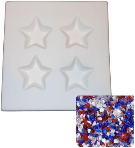 4 Stars Mold and Hampshire Frit In Color Born In The USA Set - Fusible Glass Frit Forming Jewelry Pendant Casting Mold!