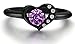 Elegant Thin Stainless Steel Black Heart Shape Purple Cz Wedding Ring for Women Size 5-10