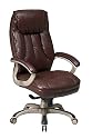 Office Star Quick Assembly High-Back Executive Leather Chair, Brown