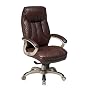 Office Star Quick Assembly High-Back Executive Leather Chair, Brown