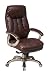 Office Star Quick Assembly High-Back Executive Leather Chair, Brown