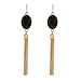 D EXCEED Women's Diamond Cluster Resin Stone Metal Tassel Dangle Earrings (Earrings- Gold/Black)