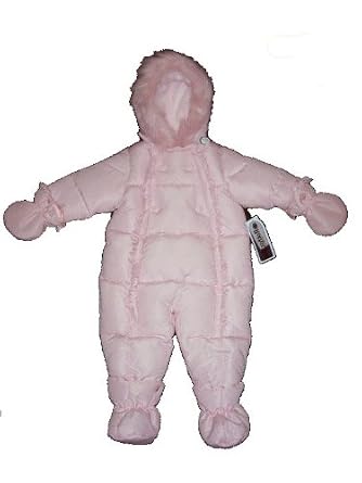 Rothschild Infant Baby Girls Pink Snowsuit With Faux Fur Trim On Hood