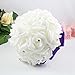 OurWarm® Purple Crystal Roses Pearl Bridal Bridesmaid Wedding Bouquet Artificial Silk Flowers with 1pcs Glue Stick
