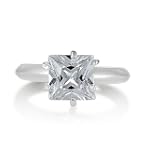 Sterling Silver Ring 3ct Princess Cubic Zirconia CZ Solitaire Engagement Ring - Ideal Gift For Mother Day, Anniversary, Engagement, Wedding, Birthday, For Her