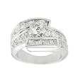 White Cubic Zirconia Wedding Engagement Ring Rhodium Plated Brass Lead Free