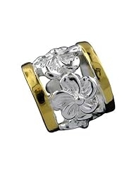 925 Silver Two Tone Plumeria Bead Barrel Pendant Hawaiian Silver Jewelry