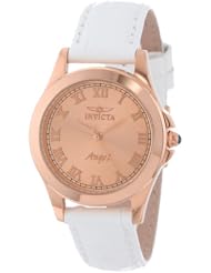 Invicta Womens 14806 Angel Rose Gold Dial White Leather Interchangeable Strap Watch Set
