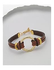 Saddle Brown Leather Bracelet In White Base