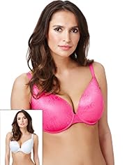 2 Pack Jacquard & Faux Snakeskin Design Plunge T-Shirt DD-G Bras