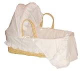 White Eyelet Cotton Moses Basket with hood