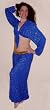 Glittery Blue Knit Harem Pants with Multi Colored Sparkles and Gold Sequins