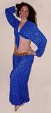 Glittery Blue Knit Harem Pants with Multi Colored Sparkles and Gold Sequins