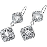14K White Gold Created Moissanite Earring