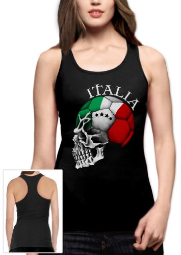 Italien Cooler Fanartikel Fußball EM 2016 Schädel Racerback Schwarz X-Large Tank Top