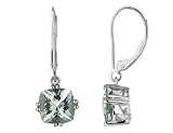 Green Amethyst 5.6 Carat (ctw) Cushion Cut Earrings in 14K White Gold