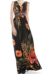 V-neck Viscose Pleated Animal Print Floral Print Tank Evening Dress/Maxi Dress 