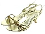 Riemchen Party Sandalen Strass Sandaletten Schwarz Silber Gold (S74G)