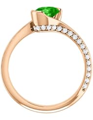 10K Rose Gold 7.00x5.00mm Oval Cut Tsavorite and Diamond Ring -- LIFETIME WARRANTY