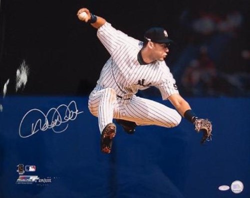 New York Yankees Autographed Derek Jeter Sports Illustrated Jump Throw 16x20 Photo (MLB Authenticated)