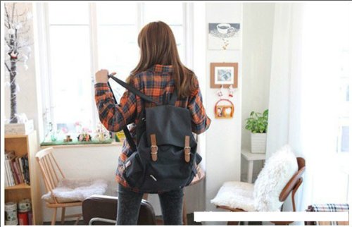 Black Canvas Backpack School Bag Super Cute for School By JAM Closet Black Canvas Backpack School Bag Super Cute for School By JAM Closet