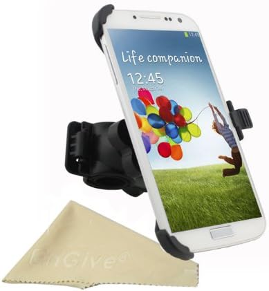 EnGive Bicycle Scooter Bike Mount Holder Stand for Samsung Galaxy S4 SIV I9500 in Black + Free Cleaning Cloth