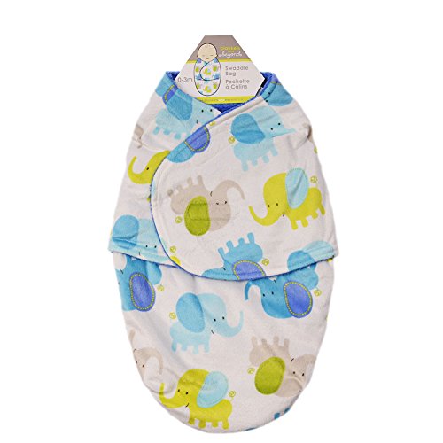 Baby's Comfortingly Soft Elephant Printed Swaddle 0-3 Months Blue