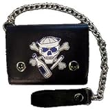Black Vinyl Embroidererd Sailor Skull Chain Wallet by Sourpuss