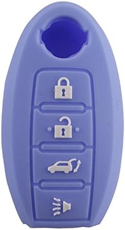 Blue Silicone Replacement Key Fob Cover Chains Bag Holder replacement for Nissan Maxima Altima Gt-r Sentra Murano 4 Buttons