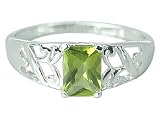 Radiant Cut 1.50 carat Peridot Ring Size 11 in Sterling Silver 41xDlNApb1L. SL160 Radiant Cut 1.50 carat Peridot Ring Size 11 in Sterling Silver