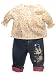 Apparel : Cream Floral Top with Matching Floral Pink Cuffed Jeans by Baby's Own