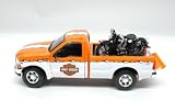 1999 Ford F350 Harley Davidson Truck 1/27 & 1936 Knucklehead Motorcycle Orange / White